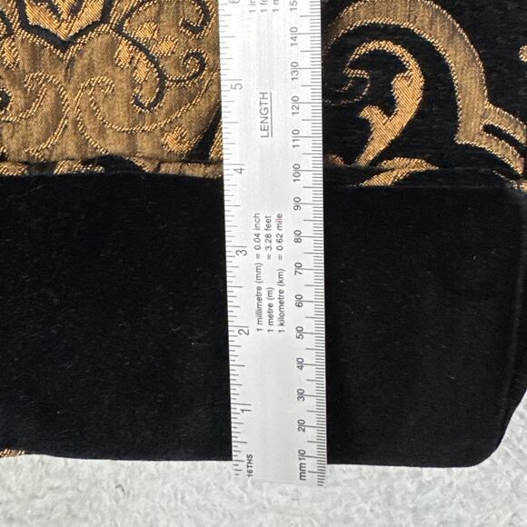 Velvet Tapestry Cameo Handbag Brooch Closure Vintage Black Gold Rare Mia Borsa - Picture 7 of 9